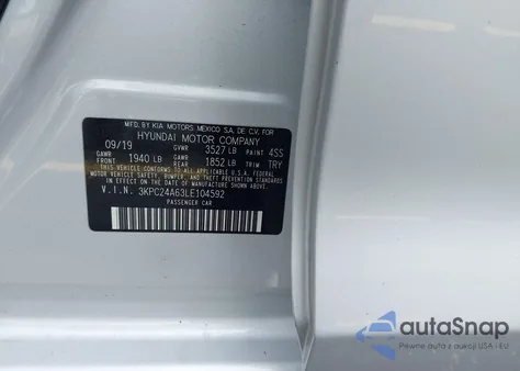 2020 Hyundai Accent Se из США, поврежденный, VIN 3KPC24A63LE104592